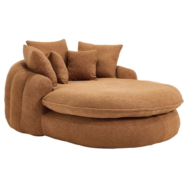 English Elm Oversized Memory Foam Chenille Bean Bag Sofa with Ergonomic Back Support, 3 Large & 2 Small Pillows Orange W395P359410