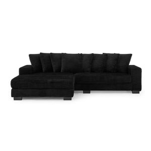 English Elm Corduroy Tufted L-Shaped Sleeper Sectional Sofa - Versatile Modular Design For Modern Living Spaces W487S00343