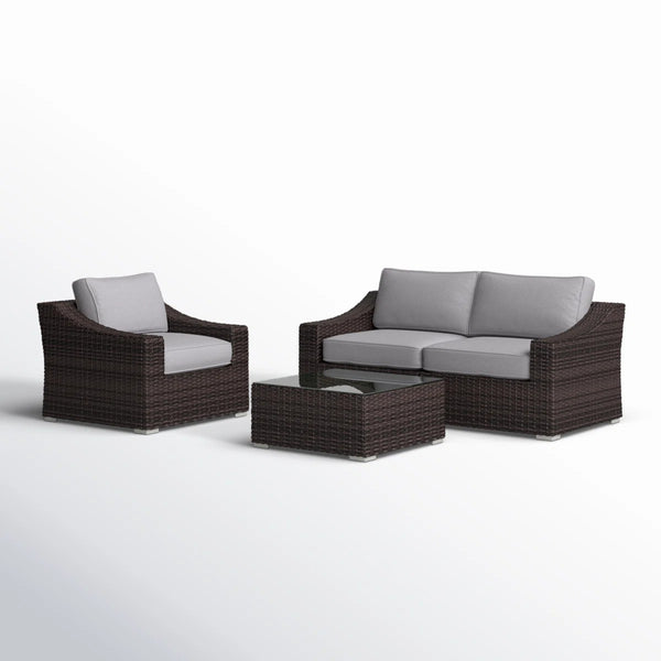 English Elm Fully Assembled 4-Piece Wicker Sectional Set With Machine-Washable Cushions For Outdoor Comfort B120S00138