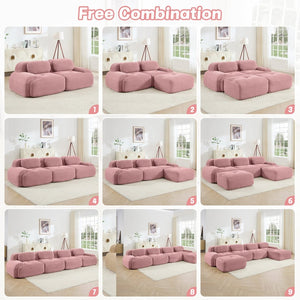 English Elm 2-seat Corduroy Modular Sectional Sofa Ergonomic Curved Design for Living Room Lounge W714S01405
