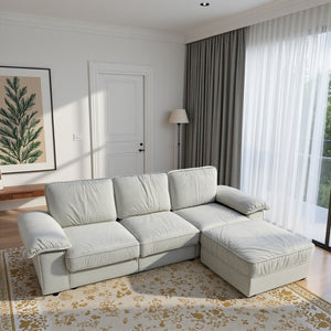 English Elm Fx-P20M-3S0-Cw Modern L-Shaped Sectional Sofa With Ottoman, Deep Comfort & Hidden Storage For Homes W576S00229