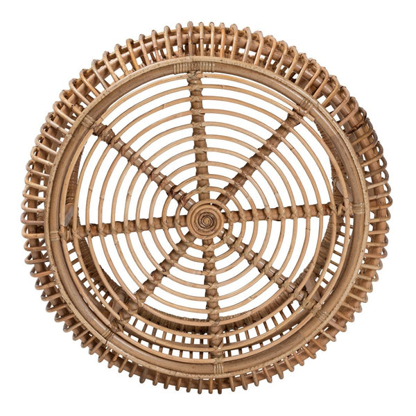 English Elm Modern Handcrafted Rattan Round Coffee Table Boho Living Room Openwork Frame B2750P470076