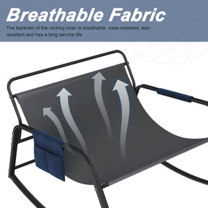 English Elm Rocking Ergonomic Lounge Recliner with Storage & Cushions, All-Weather Breathable Comfort for Patio Blue W2699P324194