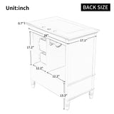 English Elm 30" Bathroom Vanity With Sink, Bathroom Cabinet With A Door, Three Drawers, Solid Wood Legs & Mdf Board, Adiustable Foot Pads, White