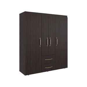 English Elm Armoire Elma Petunia Six Leg Wardrobe with Rods Shelves and Drawer Storage Brown B092S00303
