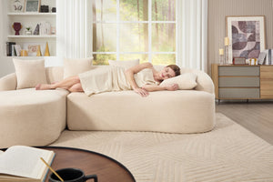 English Elm Boneless Chenille Sectional with Curved Chaise High Density Foam Modular Living Room Sofa W2231S00042