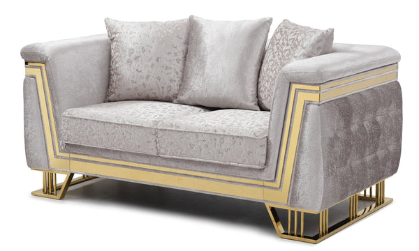 English Elm Rebecca Glam Tufted Loveseat with Gold Trim Shimmering Fabric and Hollywood Elegance B078P468202