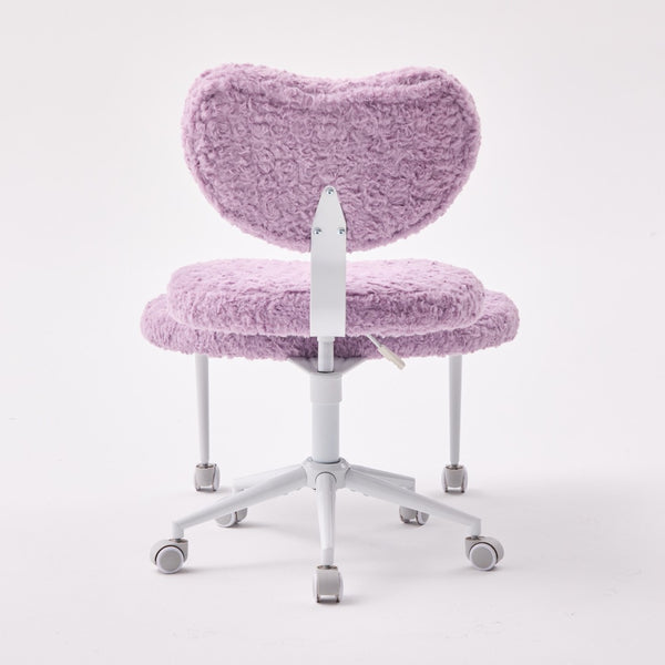 English Elm Artificial Rabbit Hair Cross Legged Desk Chair with Lumbar Support and Swivel Footrest Violet W1143P403572