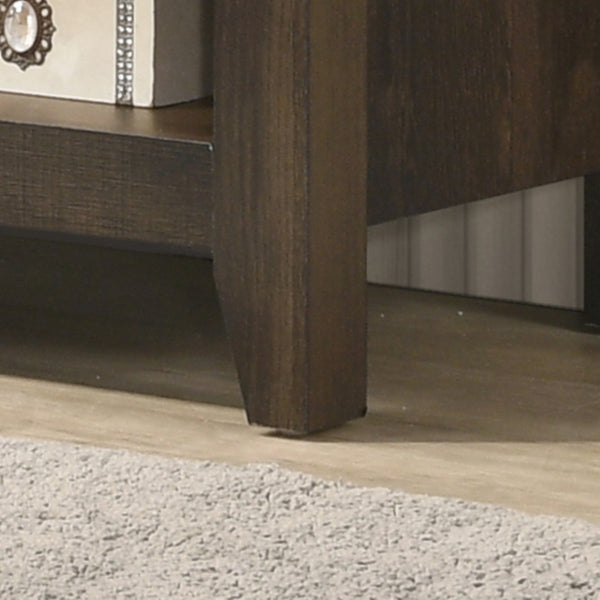 English Elm Tropea 58 Inch Open Shelf Media Console with Oak Finish and Cord Management B2749P413244