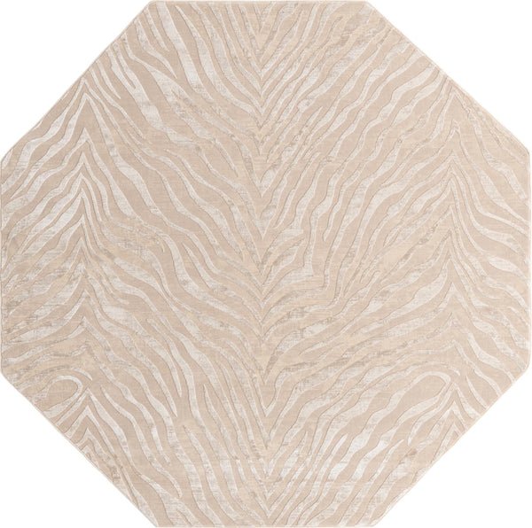 Unique Loom Finsbury Meghan Machine Made Animal Print Rug Ivory Beige,  7' 10" x 7' 10"