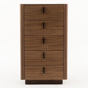 VIG Furniture Chelton- Mid-Century Walnut Veneer Chest With White Ceramic Top, 3 Drawers & Matte Black Handles VGHB-402W-CT