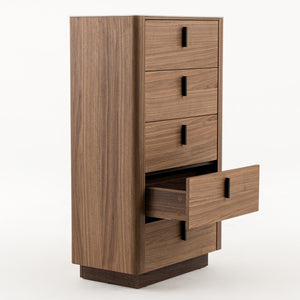 VIG Furniture Chelton- Mid-Century Walnut Veneer Chest With White Ceramic Top, 3 Drawers & Matte Black Handles VGHB-402W-CT