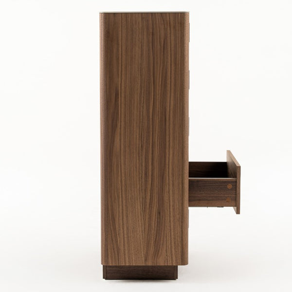 VIG Furniture Chelton- Mid-Century Walnut Veneer Chest With White Ceramic Top, 3 Drawers & Matte Black Handles VGHB-402W-CT