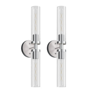 English Elm Wall Sconces Set Of Two, Modern Brushed Nickel Fixtures With Clear Glass Shades For Elegant Illumination W2312P389966-GIGA