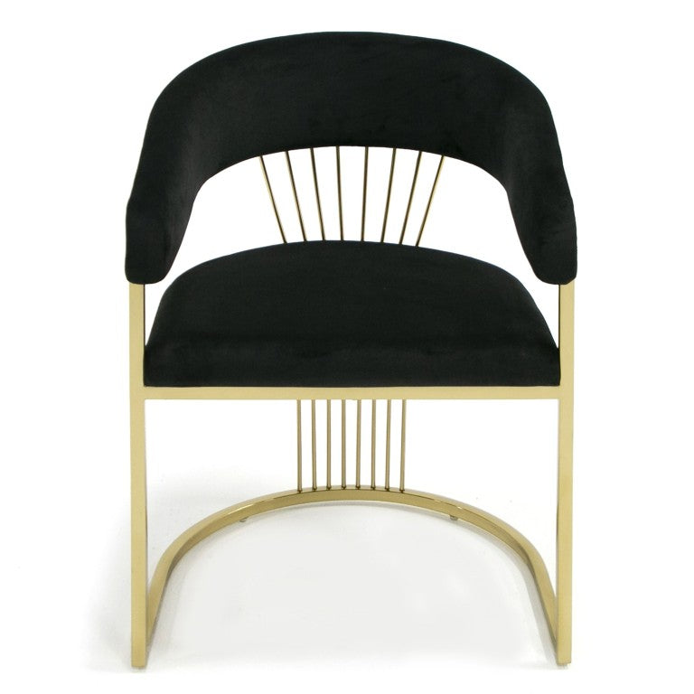 VIG Furniture Linda Luxurious Black Velvet Dining Chair With Gold Stainless Steel Base — Plush, Durable Seating VGZA-Y429-BLK-DC