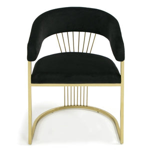 VIG Furniture Linda Luxurious Black Velvet Dining Chair With Gold Stainless Steel Base — Plush, Durable Seating VGZA-Y429-BLK-DC
