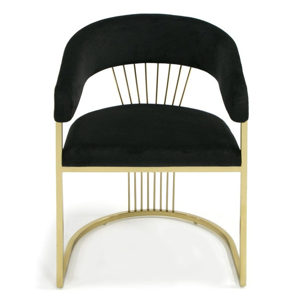 VIG Furniture Linda Luxurious Black Velvet Dining Chair With Gold Stainless Steel Base — Plush, Durable Seating VGZA-Y429-BLK-DC