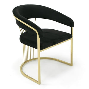 VIG Furniture Linda Luxurious Black Velvet Dining Chair With Gold Stainless Steel Base — Plush, Durable Seating VGZA-Y429-BLK-DC