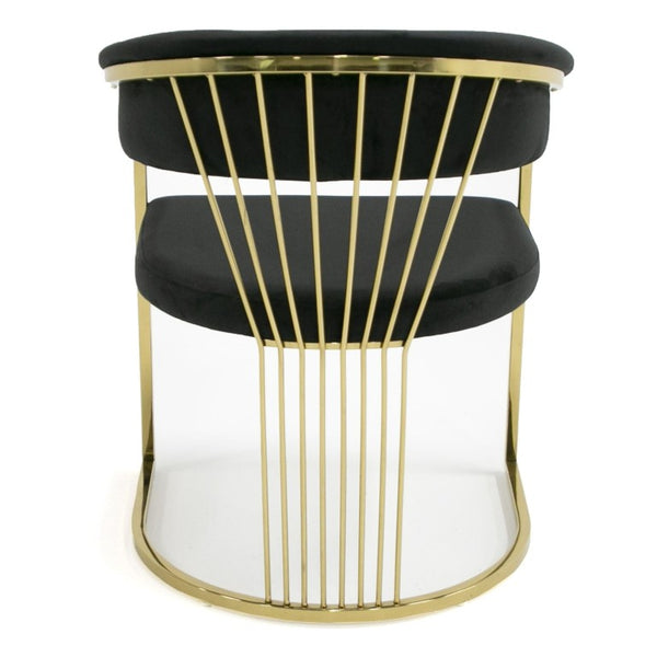 VIG Furniture Linda Luxurious Black Velvet Dining Chair With Gold Stainless Steel Base — Plush, Durable Seating VGZA-Y429-BLK-DC