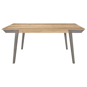 English Elm Kalina Natural Acacia and Coastal Grey Rectangle Dining Table with Mid-Century Modern Farmhouse Charm, Solid Wood Craftsmanship and Relaxed Casual Style B062P350426