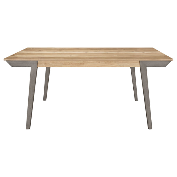 English Elm Kalina Natural Acacia and Coastal Grey Rectangle Dining Table with Mid-Century Modern Farmhouse Charm, Solid Wood Craftsmanship and Relaxed Casual Style B062P350426