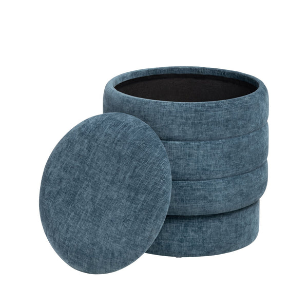 Crestview Collection Modern Storage Ottoman - Stylish Chenille Furniture For Living Room, Bedroom & Entryway Organization Navy Mdf Evfzr3996dnm