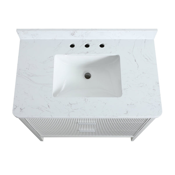 English Elm Fully Assembled 36'' Grey Bathroom Vanity With Engineered Marble Top & Dual Handle Sets For Style W1826P308975