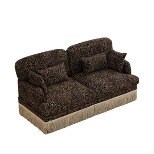 English Elm Comfy Chenille Leopard Print Loveseat with Tassel Trim Modular Sectional for Living Room Brown W5656S00010