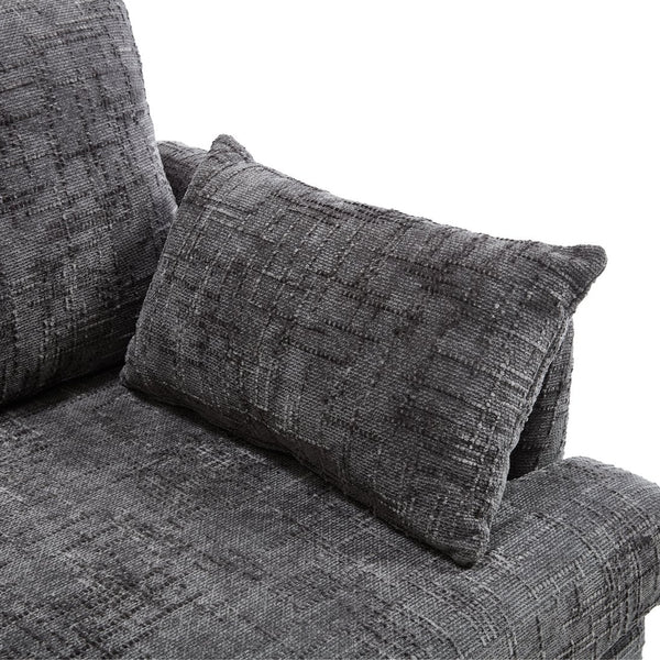 English Elm Modern chenille 2-seater sofa with LED, USB charging, storage pocket, solid wood legs, durable comfort Gray W395P318544