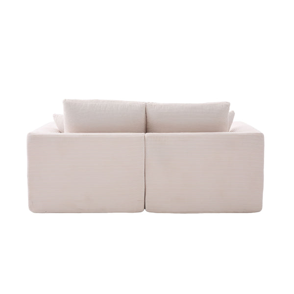 English Elm UNITED Cloud Couch Modular Sectional Sofa with Corduroy Cover, Ergonomic 2-Seater, No Assembly Needed Beige W1568P371117