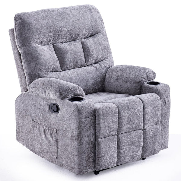 English Elm Oversized Recliner chair with ergonomic support, swivel rocker, quick 5-min assembly for adults comfort Stone Gray T3623P408754