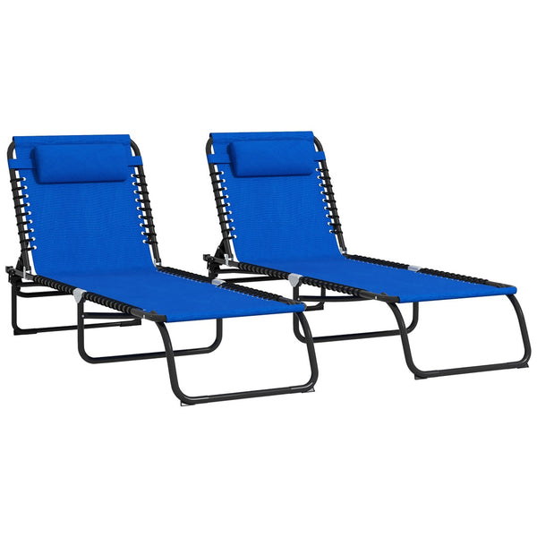 English Elm Outsunny Folding Chaise Lounge Pool Chair - Adjustable 4-Position Recliner With Breathable Mesh Seat W2225P229489-GIGA