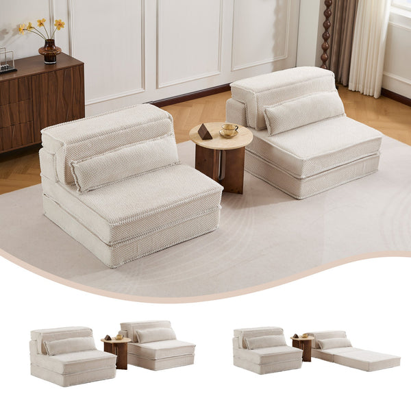 English Elm Compression Modular Floor Sofa Bed - Versatile Diy 2-Seater With Soft Fleece, No Assembly Required! W3723S00047