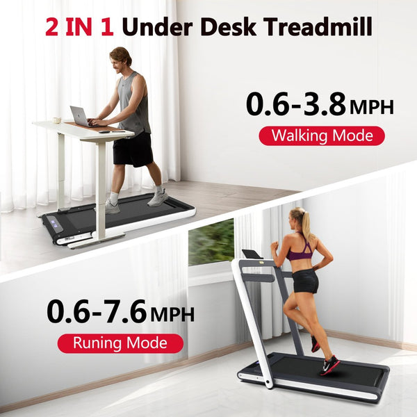 English Elm 2 in 1 Folding Under Desk Treadmill 2.5hp Walking Jogging Machine with Remote Control W130384071