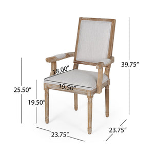 English Elm Christopher Knight Home® - Upholstered Dining Chair Set of 2 with Rubber Wood Legs, French Country Queen Anne Style Comfort and Flair Light Grey+Natural 71239.00LGRYNTL