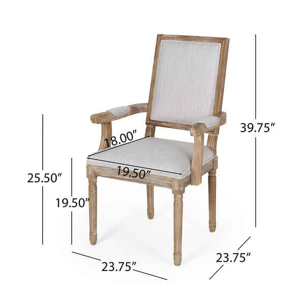 English Elm Christopher Knight Home® - Upholstered Dining Chair Set of 2 with Rubber Wood Legs, French Country Queen Anne Style Comfort and Flair Light Grey+Natural 71239.00LGRYNTL