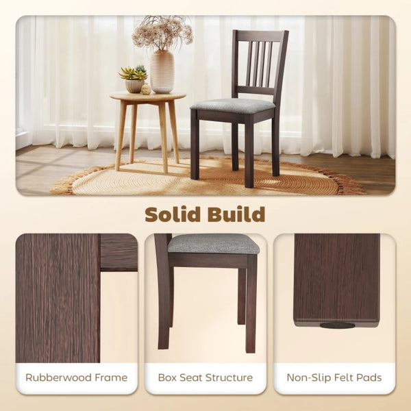 English Elm Stylish Mid-century Dining Chairs Set of 2 Linen Upholstered Rubberwood Frame T3971P503634