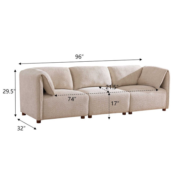 English Elm Aura Three Piece Boucle Modular Sectional Sofa Low Profile Design for Living Room N773IS00114S