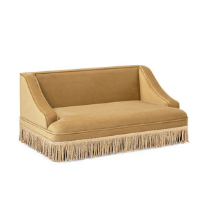 English Elm Duchess Regency Tufted Pet Sofa with Fringe Skirt Velvet Upholstery for Small Dogs Yellow B2719P479030