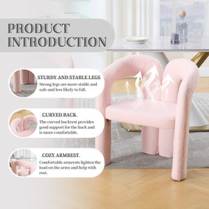 English Elm Contemporary Velvet Upholstered Barrel Accent Chair with Curved Support, Foam Seat, Steel Frame Finish Pink W395P224758