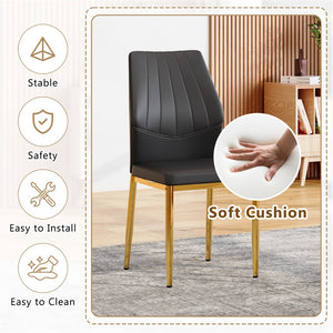 English Elm Set of 6 Pu Leather Dining Chairs with Gold Metal Legs for Glam Modern Rooms W1151P359615