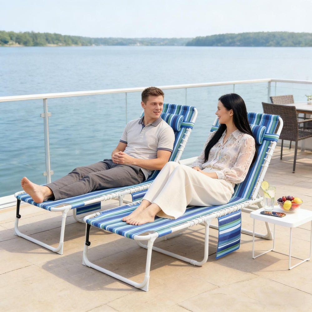 English Elm Pool Tanning Lounger with Face Hole Prone Rest Mesh Seat and Folding Side Table Blue Stripe,Light Gray T3971P481183