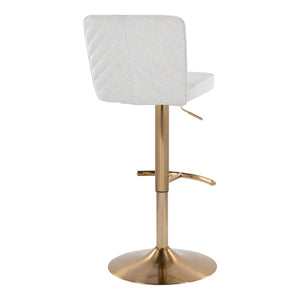 English Elm Henry Contemporary Adjustable Barstools - Set Of 2 With Swivel, Gold Base & White Chevron Upholstery B202S00934