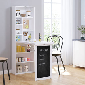 English Elm Homcom Space-Saving Fold-Out Writing Desk With Blackboard & Adjustable Shelf For Home Office Use W2225P217937