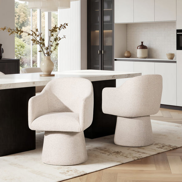 English Elm Jennifer Taylor Home - Marcy Swivel Upholstered Dining Arm Chair in Gray Chenille — Smooth Rotation, Modern Tapered Base, Cozy Comfort B2719P277872