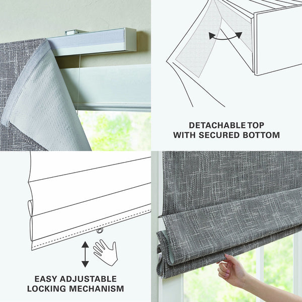 English Elm 1 Roman Shade 35x64" Total Blackout Cordless Polyester Roman Shade with Weighted Hem and Hardware Grey 6.29 L x 9.25 W x 8.07 H B035P319855