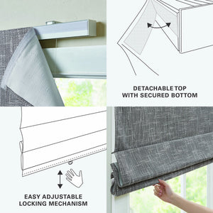 English Elm 1 Cordless Total Blackout Roman Shade 33x64 Inch Polyester Viscose Blend Easy Lift Installation Grey 5.96 L x 9.25 W x 8.07 H B035P319853