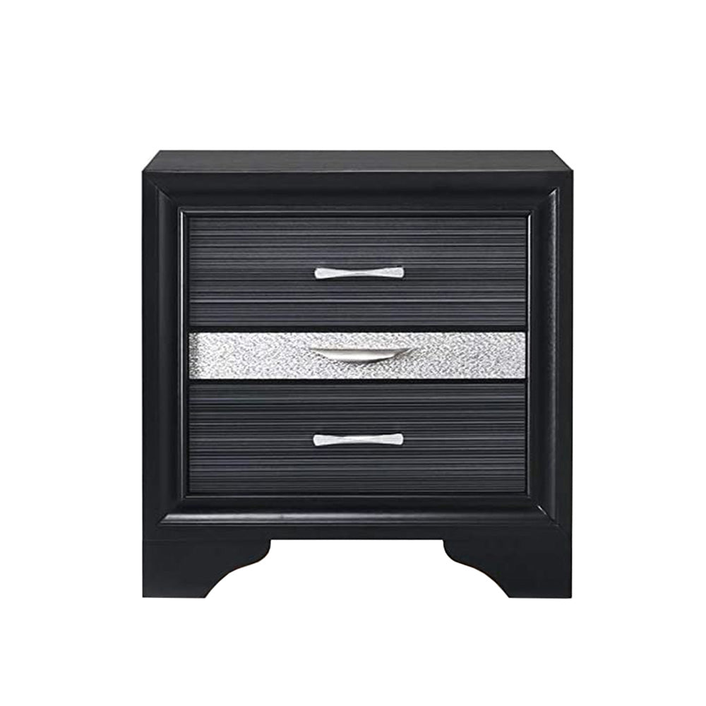 English Elm 2 Drawers And 1 Jewelry Drawer Nightstand - Elegant Black Storage With Modern Design & Organization B016P253286