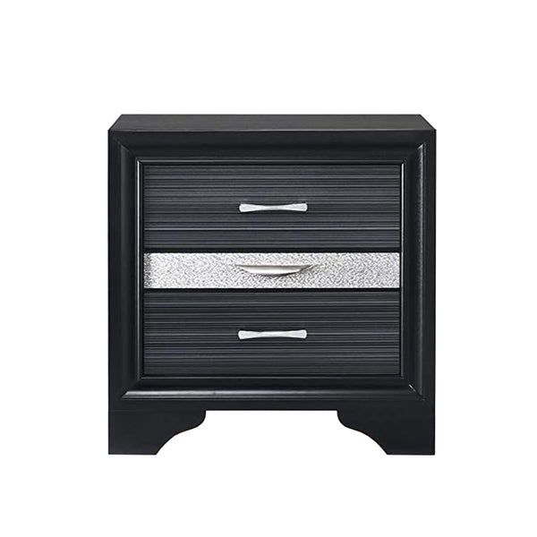 English Elm 2 Drawers And 1 Jewelry Drawer Nightstand - Elegant Black Storage With Modern Design & Organization B016P253286