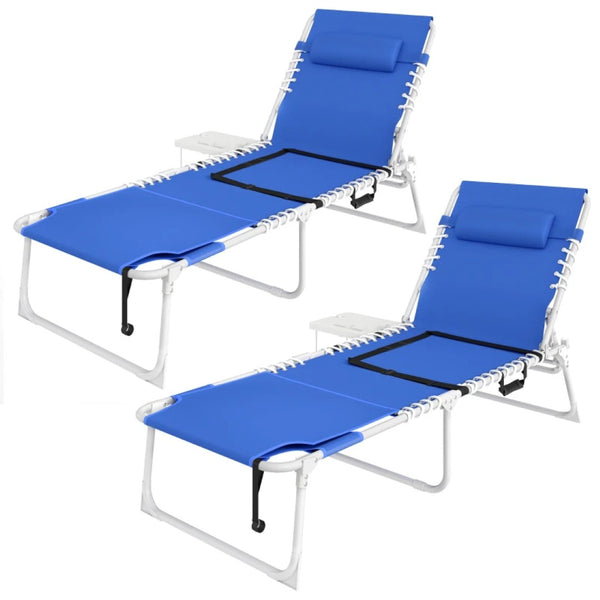 English Elm Pool Tanning Lounger with Face Hole Prone Rest Mesh Seat and Folding Side Table Navy Blue T3971P481187